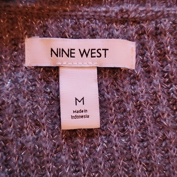 Nine West V-Neck Metallic Tunic Knit Sweater Bundle, Medium, Pink & Silver Grey - Picture 5 of 7